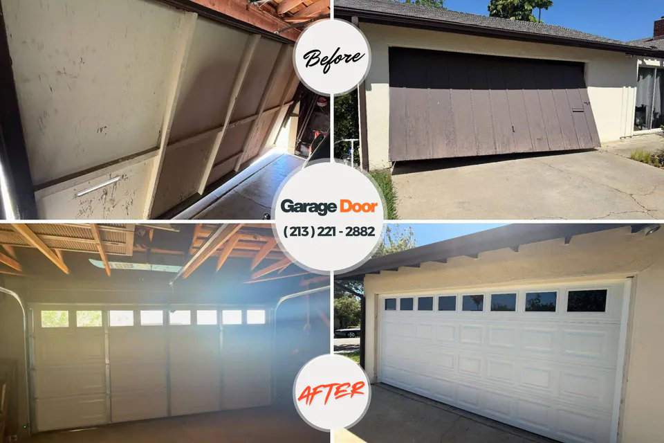 Before and after: garage door repair Fern Prairie, WA